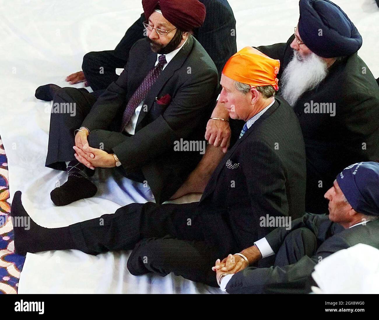 The Prince of Wales walks through crowds of Sikh worshippers at the Sri Guru Singh Sabha Gurdwara Temple, in Southall, England during a visit to the Temple. Â©Anwar Hussein/allaction.co.uk  Stock Photo