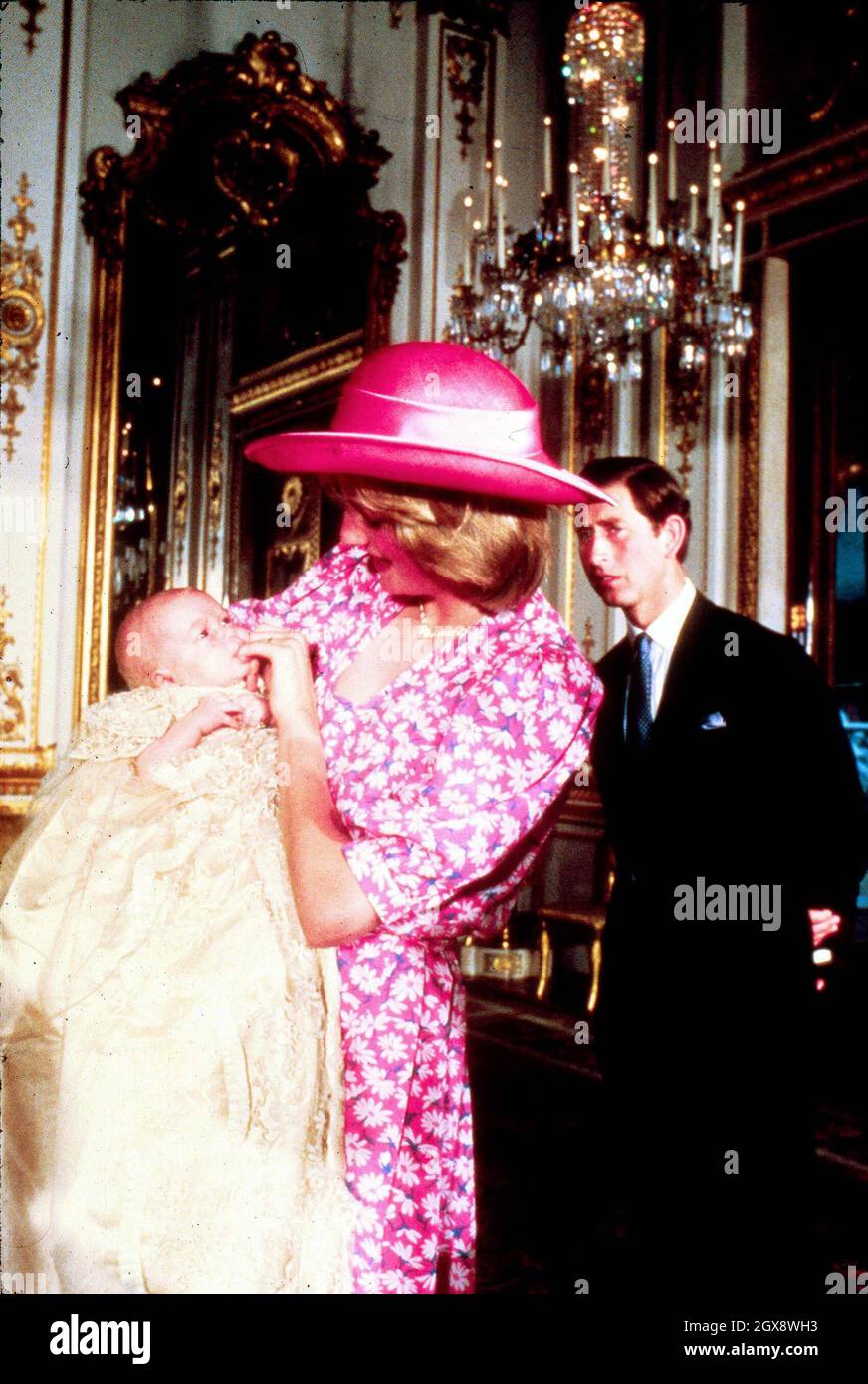 Diana and Prince Charles look on lovingly at baby Prince William on the day of his Christening at Buckingham Palace in1982.       Â©Anwar Hussein/allaction.co.uk Stock Photo