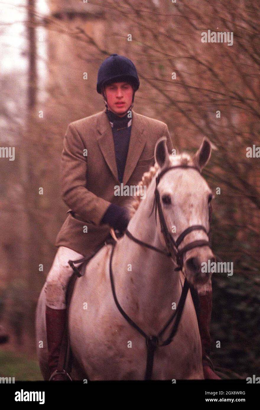 Prince William on the Beaufort hunt in Gloucestershire, England in February 1999.  Photo.  Anwar Hussein  Stock Photo