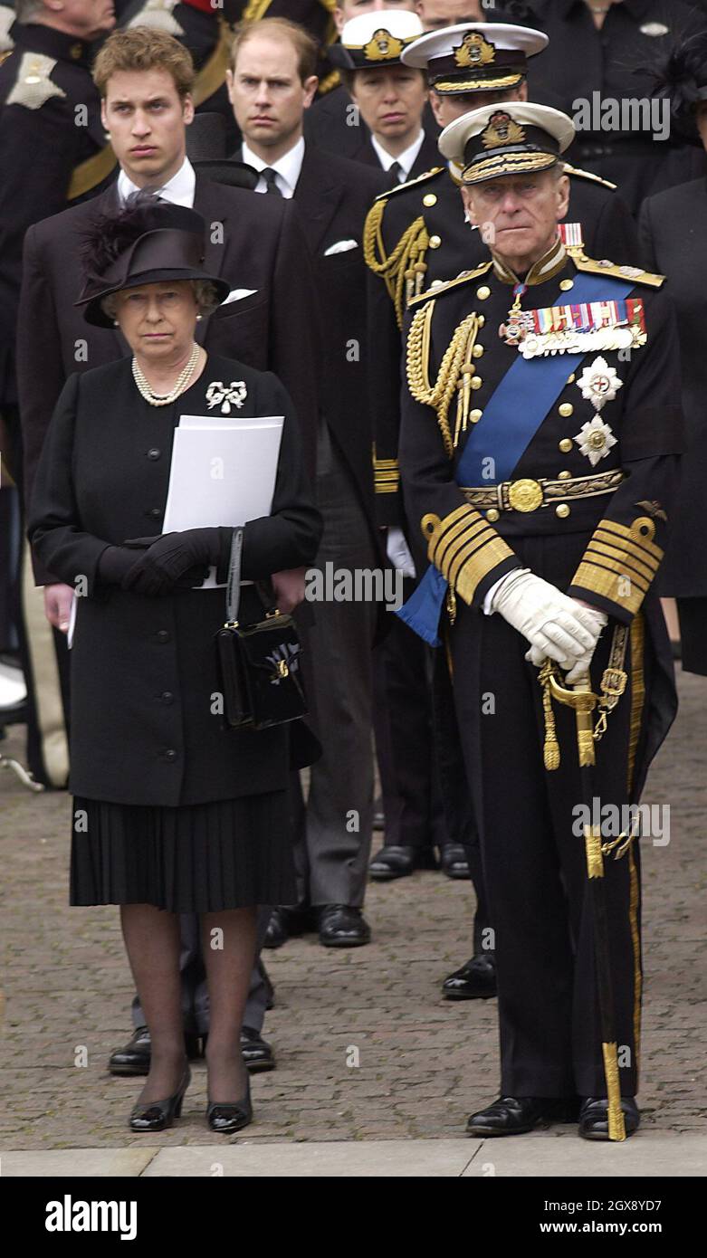 The Queen and Prince Philip at the Queen Mother funeral at Westminster