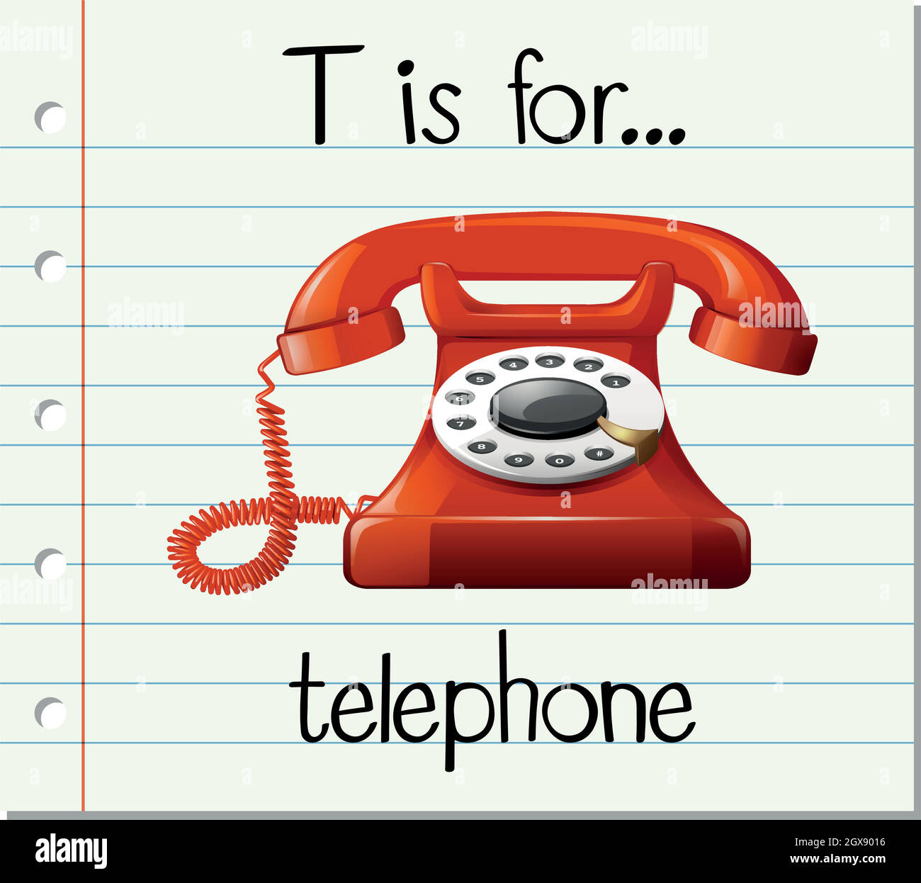 Flashcard letter T is for telephone Stock Vector