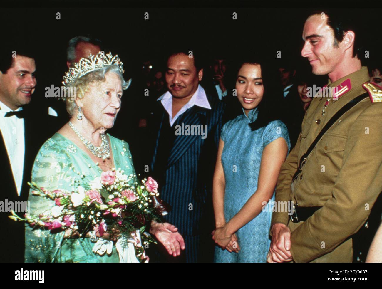 H.R.H The Queen Mother visits the Theatre to see Miss Saigon, London.  Stock Photo