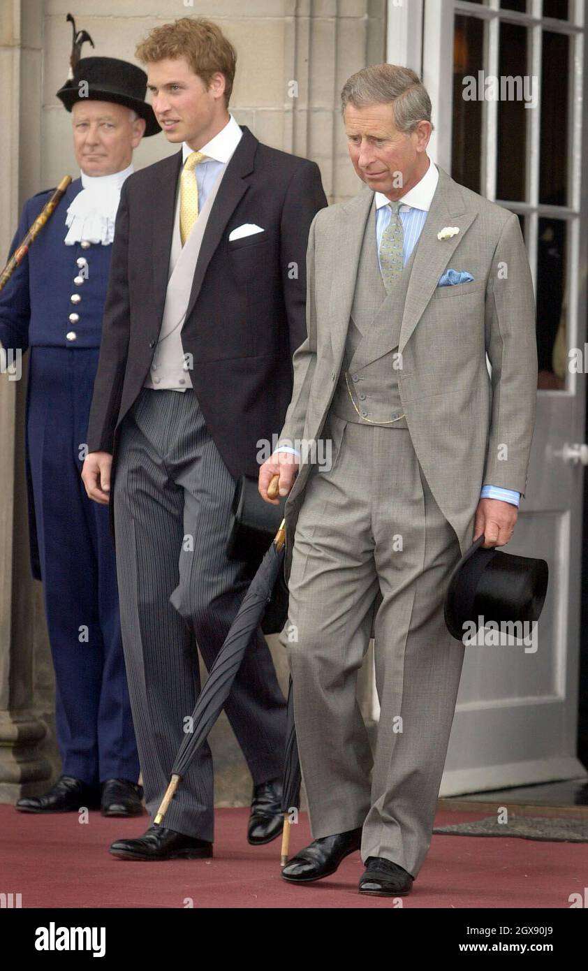 Prince William and Prince Charles at a garden party at Holyrood Palace