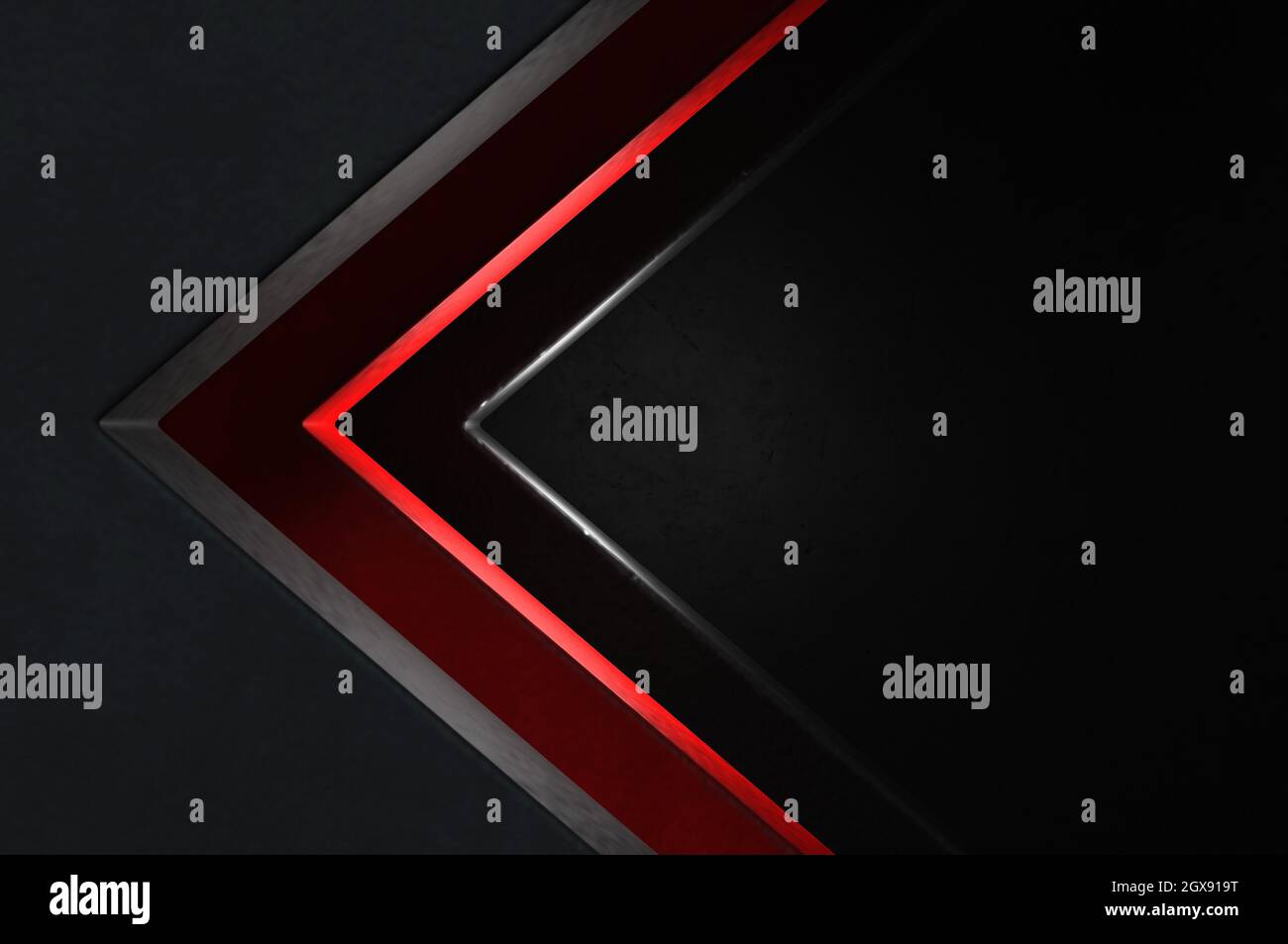 3d illustration. Abstract silver , red and black arrow direction on ...