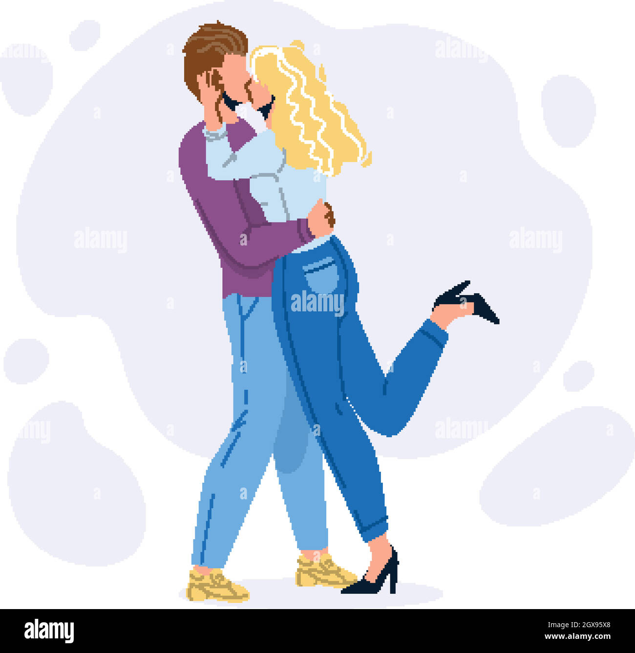 Couple In Love Embracing And Kiss Together Vector Stock Vector Image ...