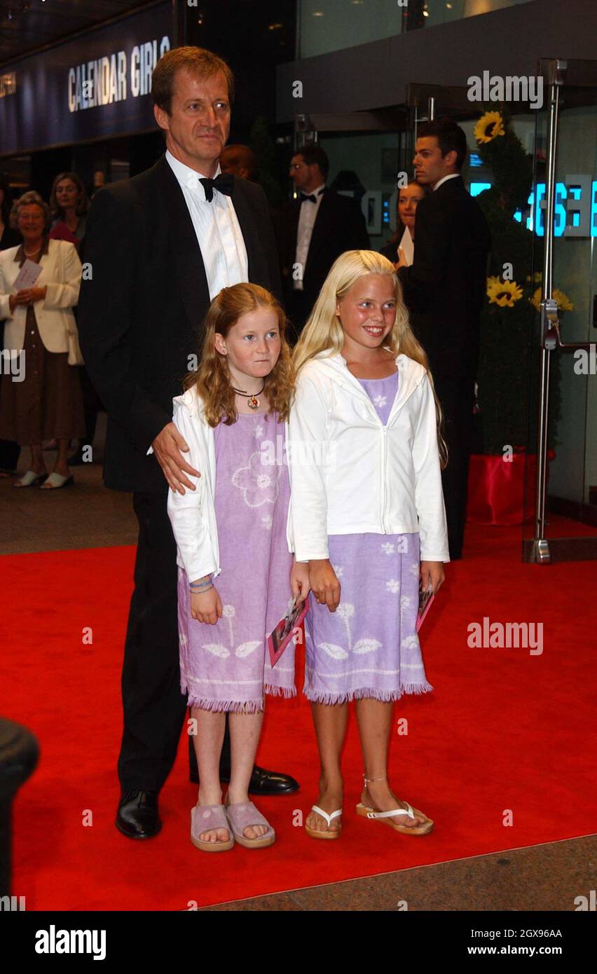 Alistair Campbell and his children at the premiere of Calendar Girls on