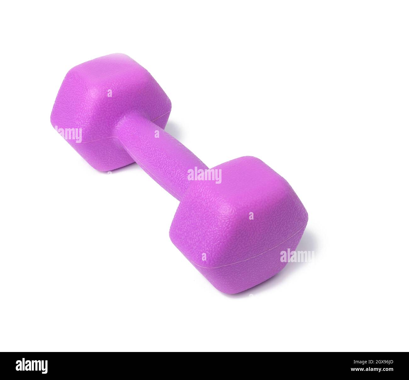 plastic pink dumbbell isolated on white background, one kilogram Stock Photo