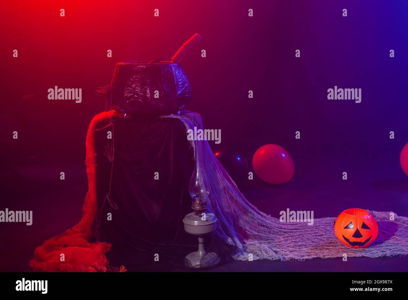 Symbol of Halloween. Jackolantern on a dark background. Halloween