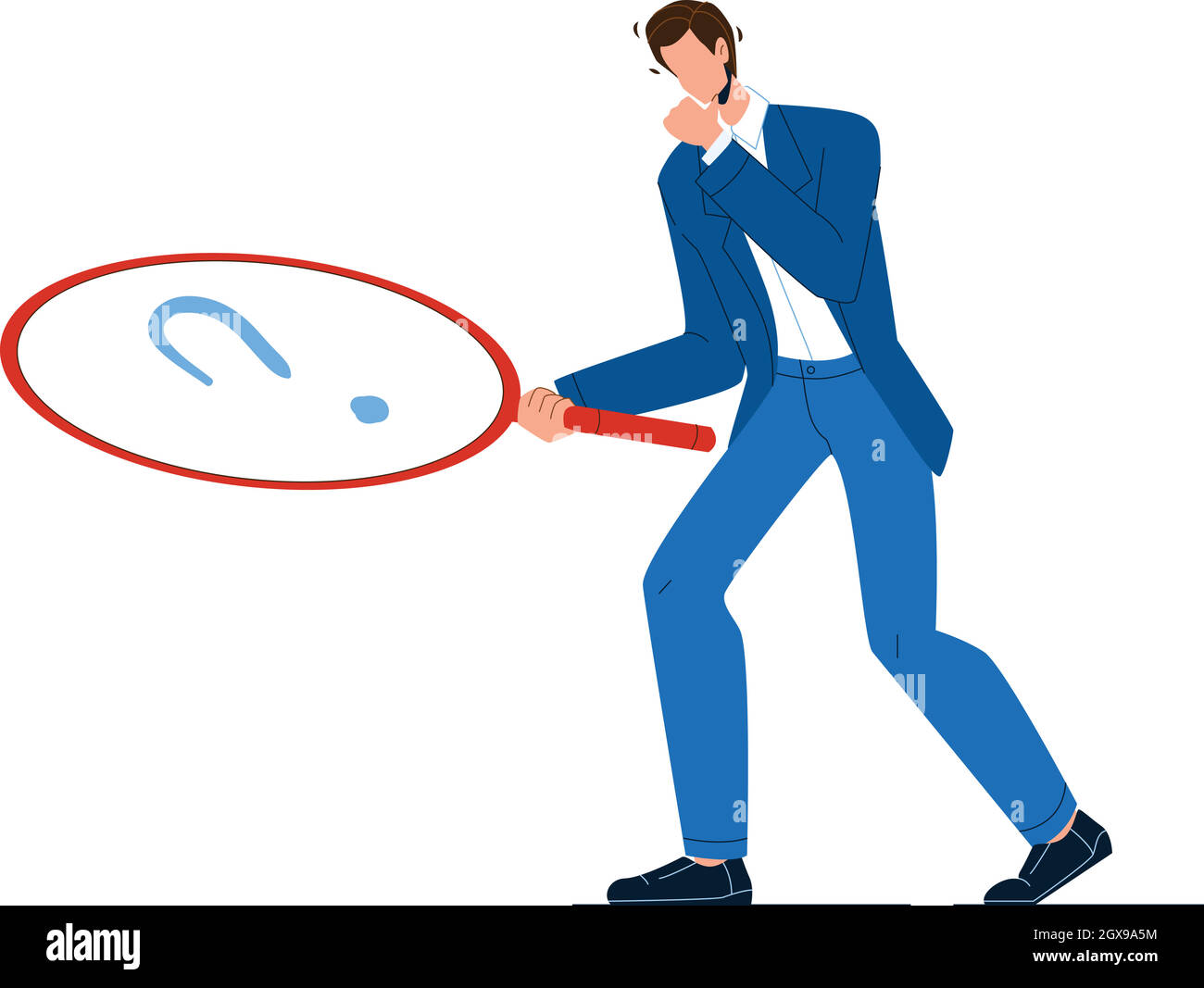 Businessman With Magnifier Looking Clue Vector Illustration Stock Vector