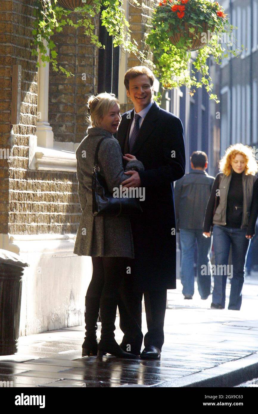 Renee Zellweger and Colin Firth filming for the new Bridget Jones