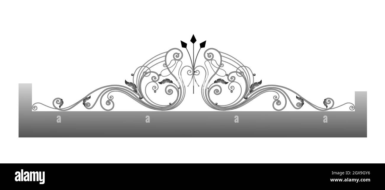 Vector template for a fence. Wrought iron. Metal fence sketch. Artistic ...