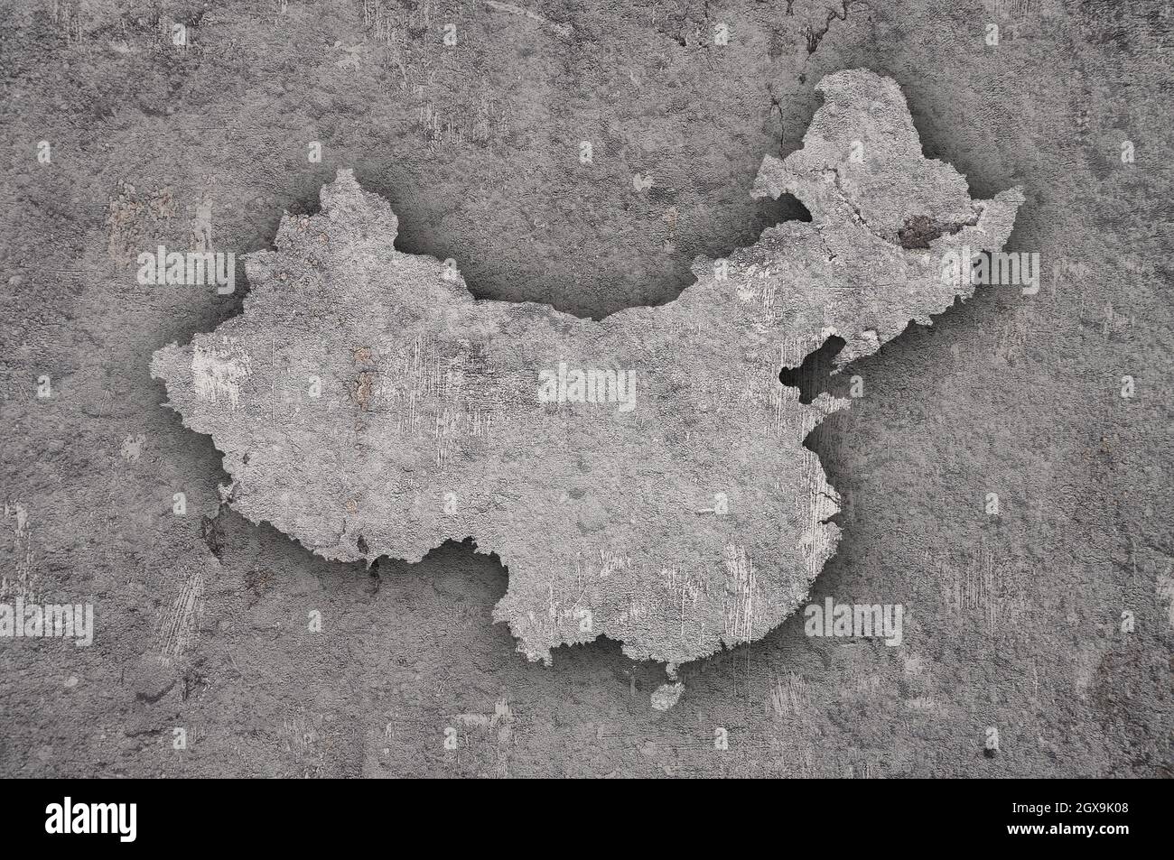 Map of China on weathered concrete Stock Photo - Alamy