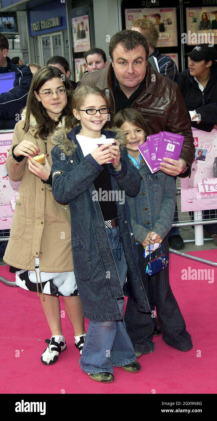 Paul Ross and family at the premiere of the film Freaky Friday held at the Odeon Cinema in Kensington, London. Stock Photo