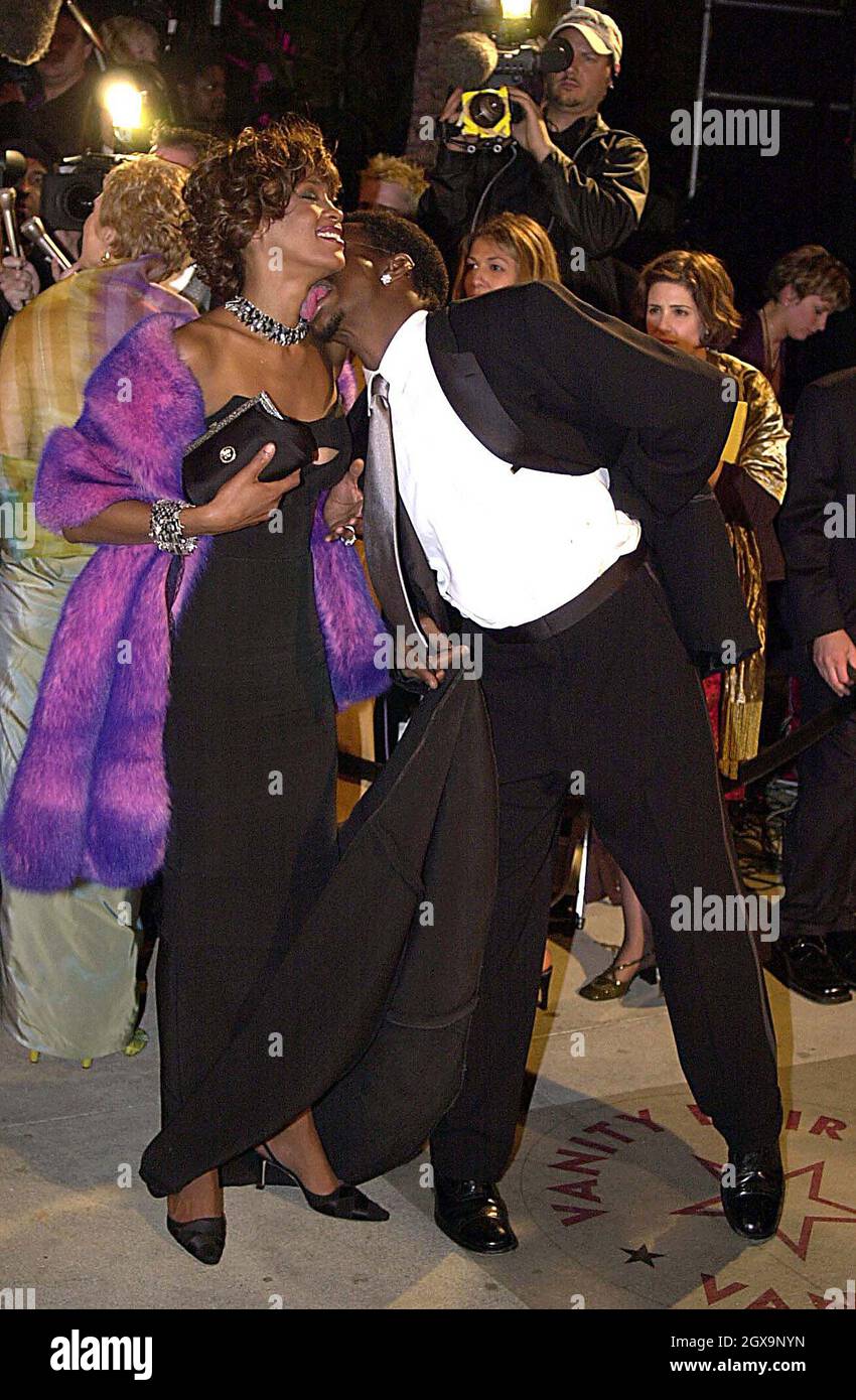 Whitney Houston and Bobby Brown at the Vanity Fair Oscar Party at