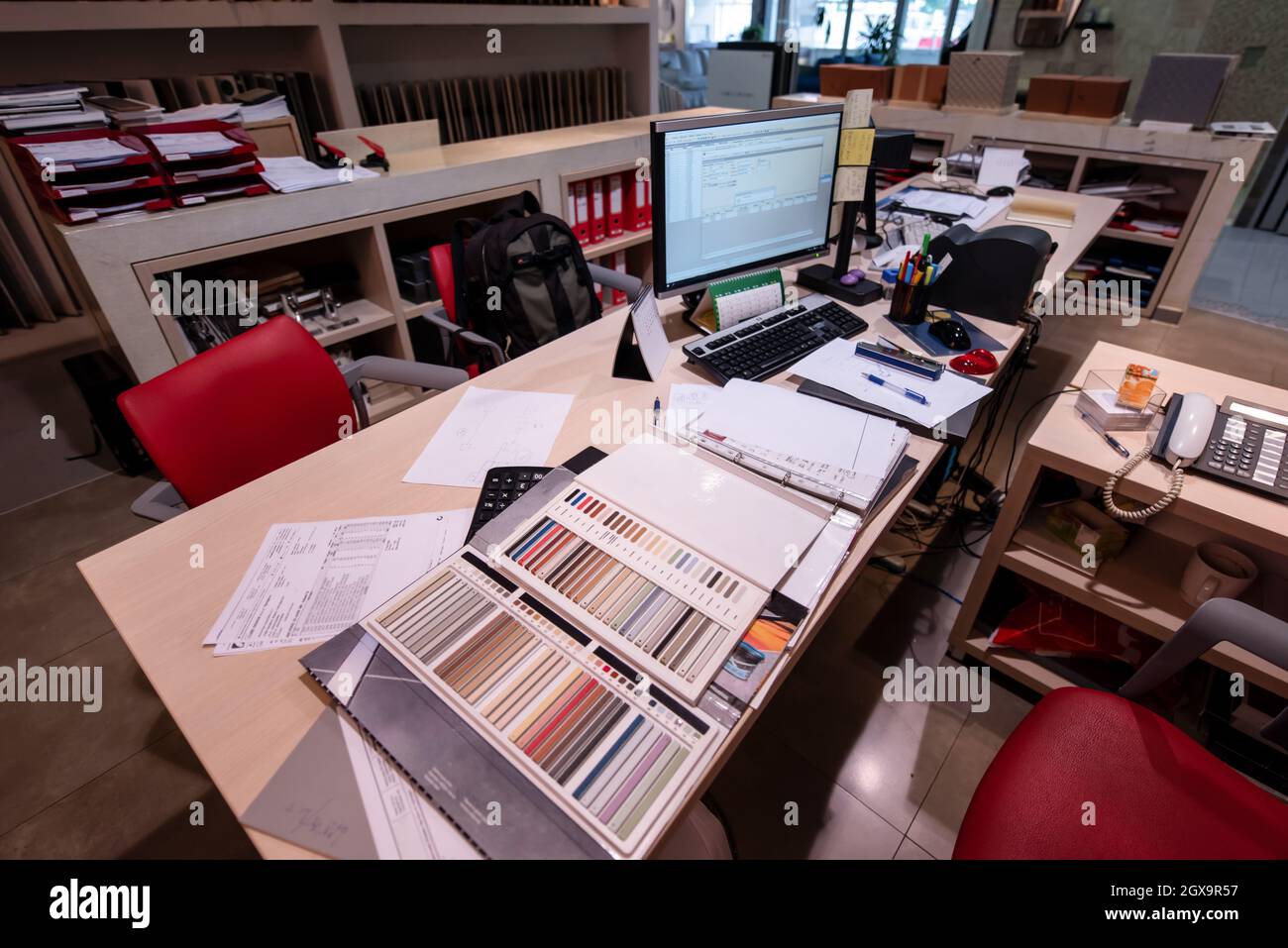 Architect & Interior designer working table with equipment and material ...