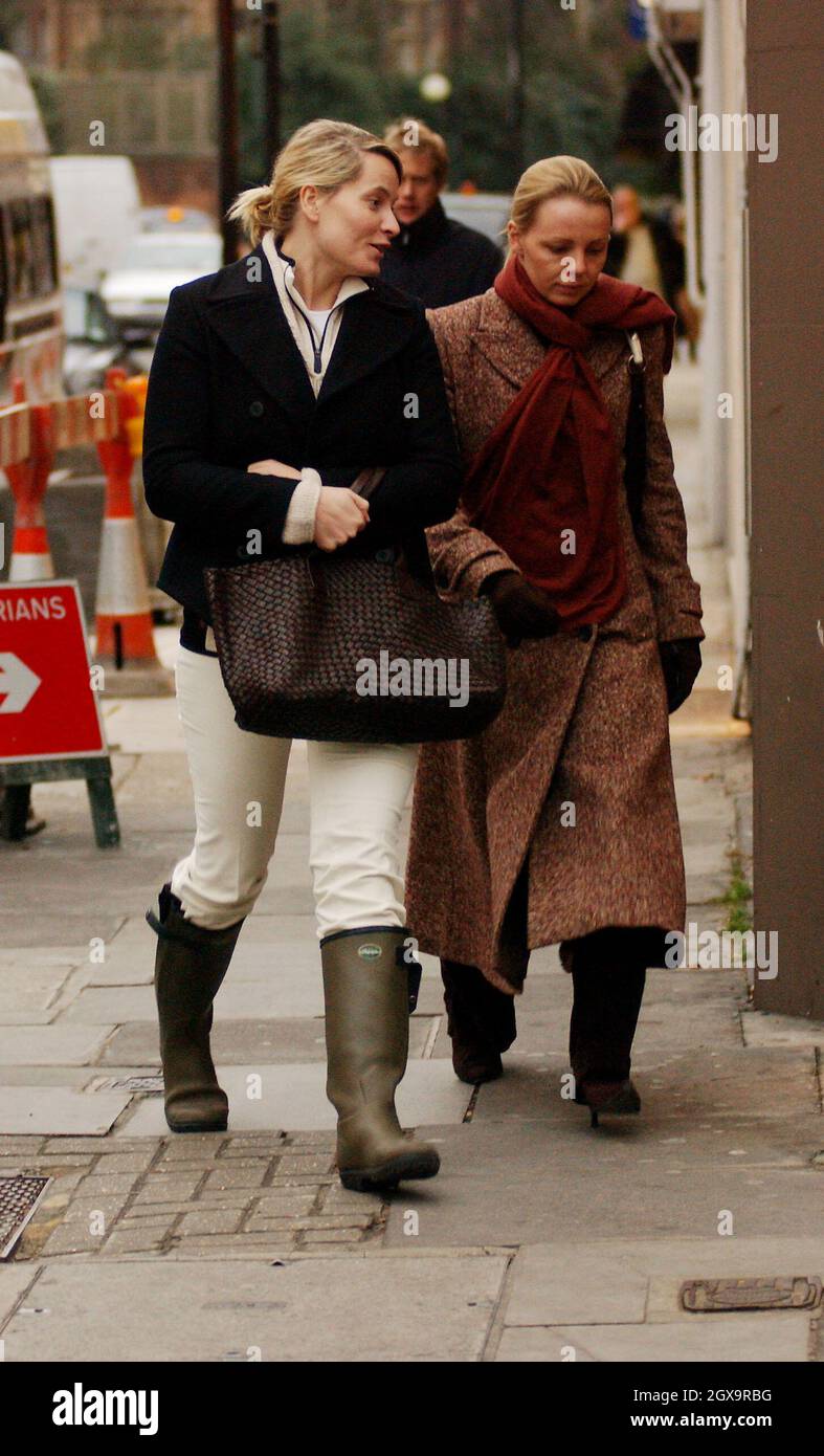 Princess Mette Marit is shopping in the Brompton Cross area of Knightsbridge, London with a friend of hers.   She is pictured wearing the standard uniform of a 'Sloane Ranger'.....the green welly boots and jodphurs.   Stock Photo