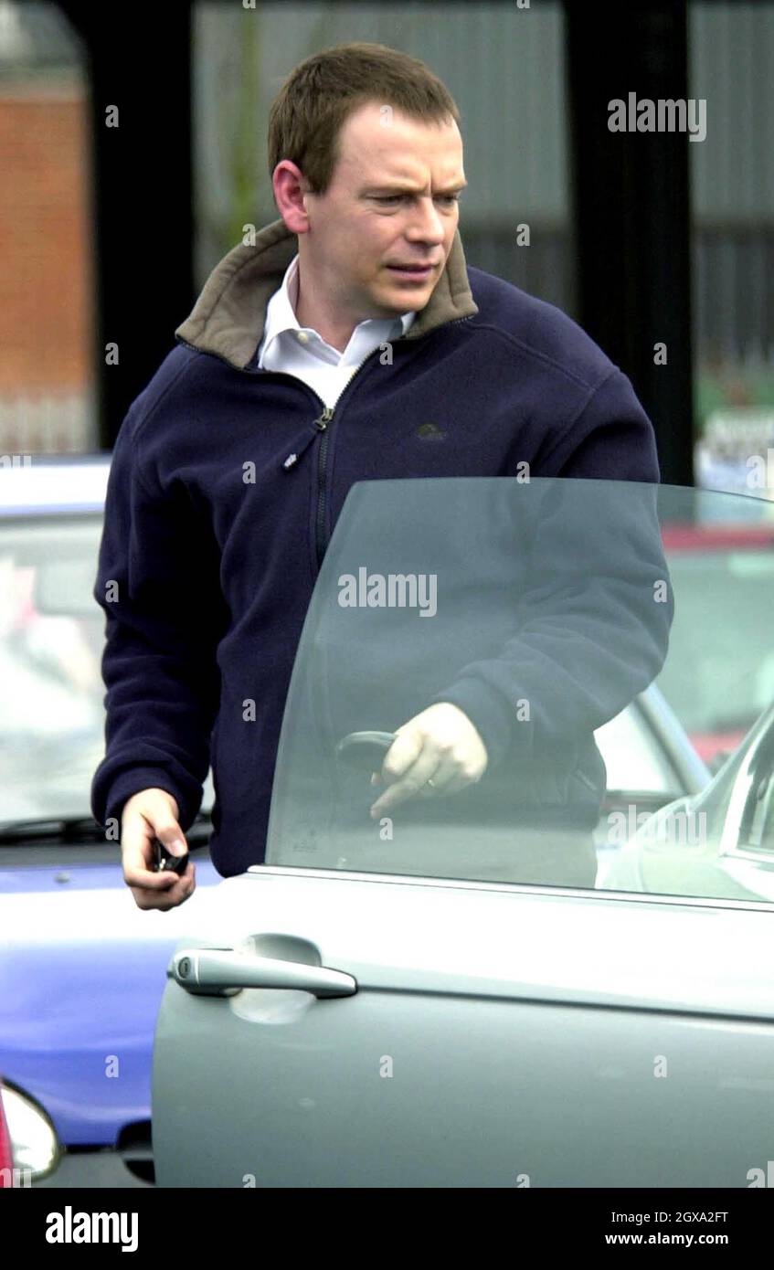 Eastenders star Chip Shop owner Ian Beale , Adam Woodyatt seen driving a flash BMW and shoppig in Tesco's in Hertfordshire  Stock Photo