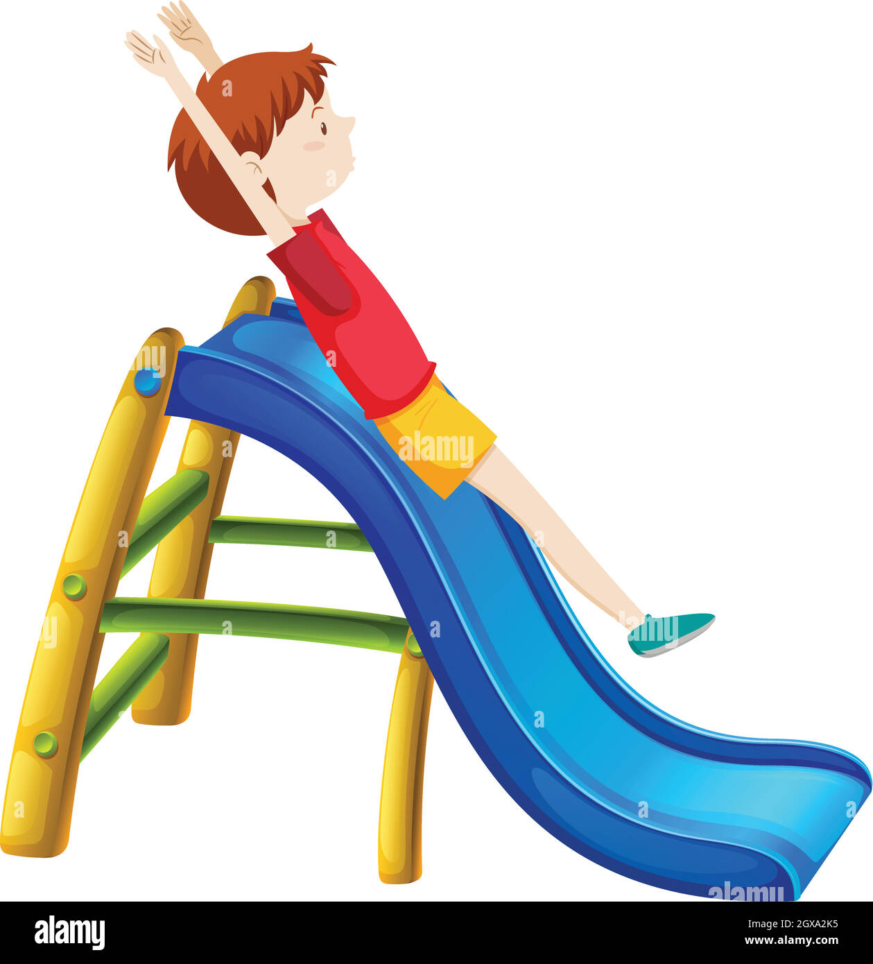 A boy sliding down a slide illustration Stock Vector Image & Art