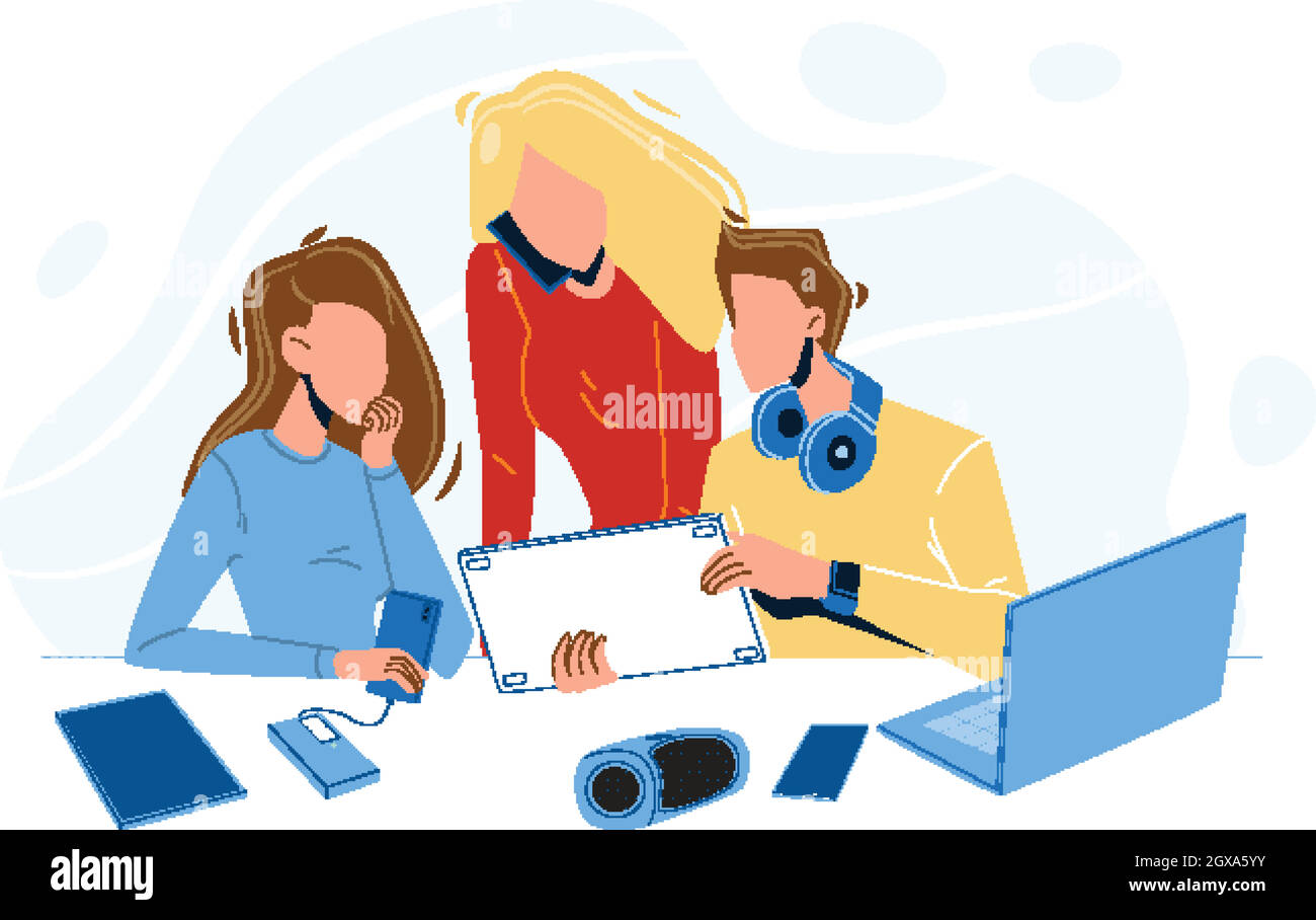 Young People Use New Millennial Gadgets Vector Stock Vector