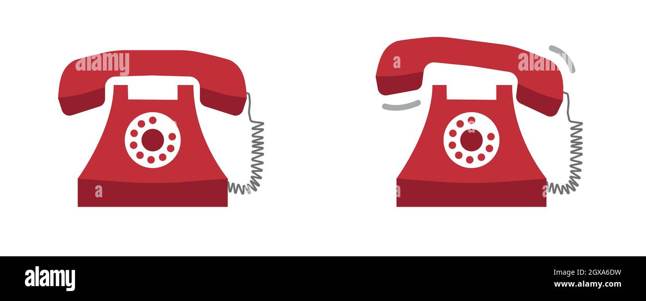 Old retro ringing dial phone in flat style Stock Vector Image & Art - Alamy