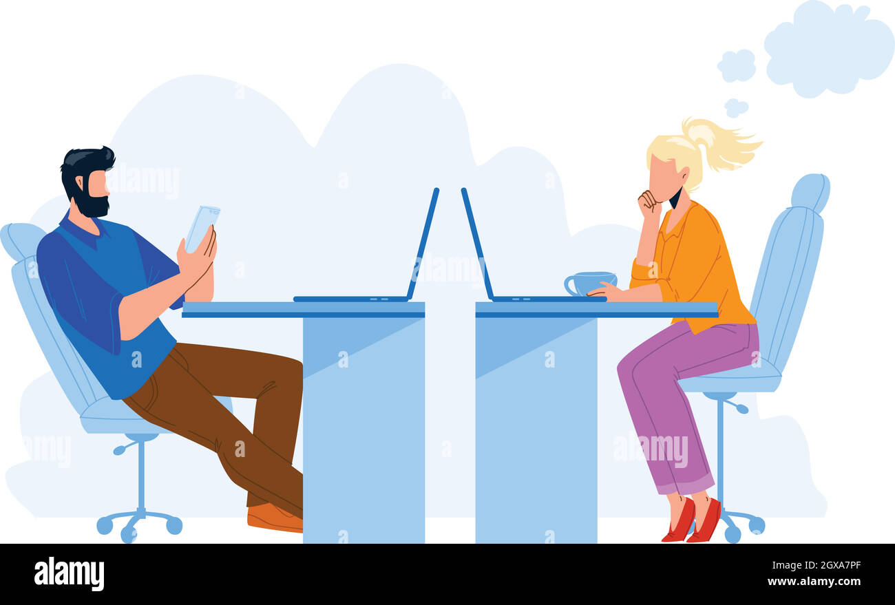 Procrastinating Office Workers Colleagues Vector Stock Vector