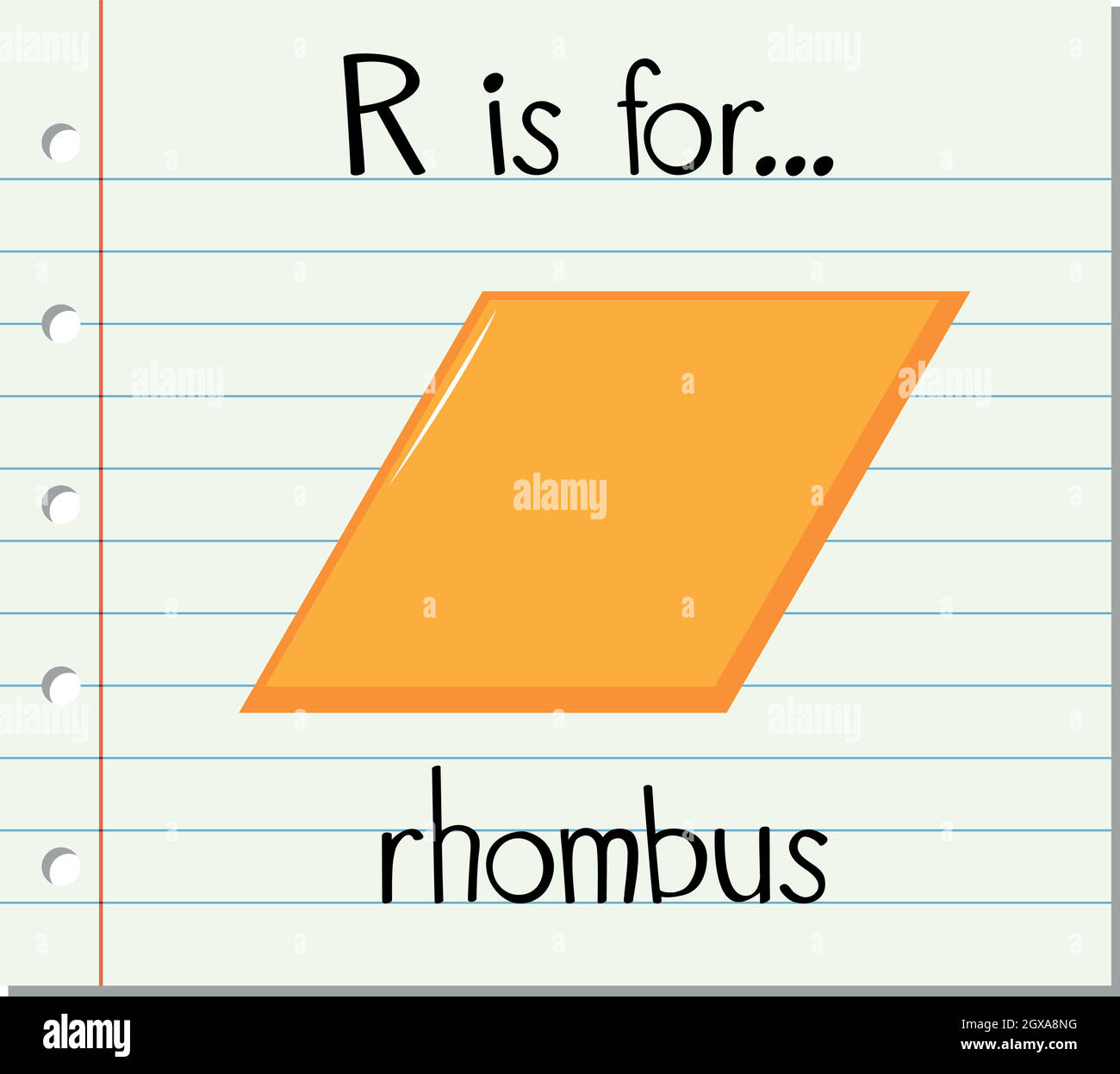 Flashcard letter R is for rhombus Stock Vector