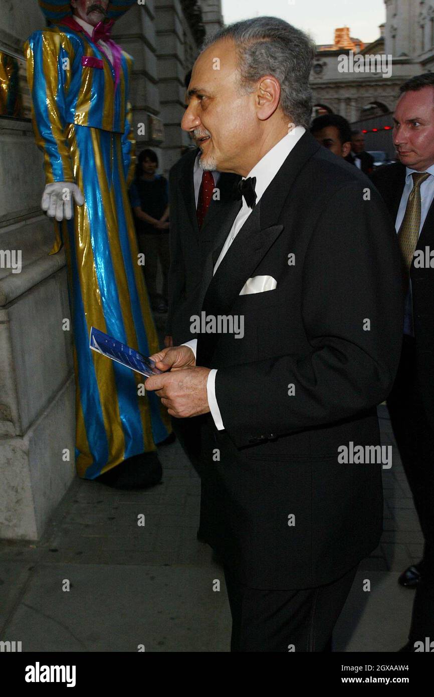 Prince Turki AlFaisal of Saudi Arabia arriving at the British Red