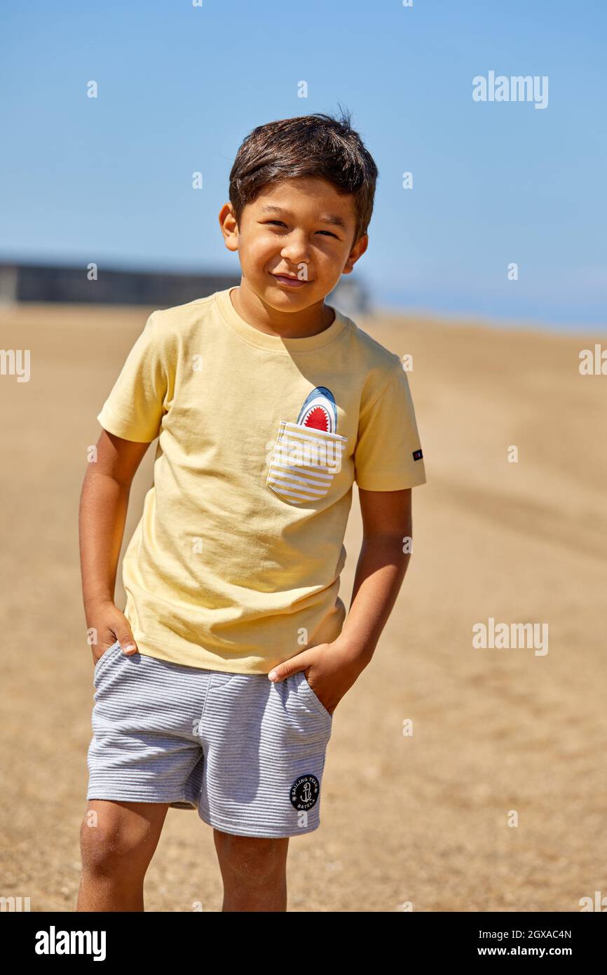 Child 5-10 years in the field, Zumaia, Gipuzkoa, Basque Country, Spain Stock Photo