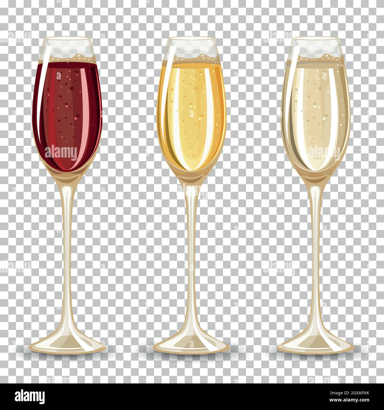 Set of different drink in the glass Stock Vector