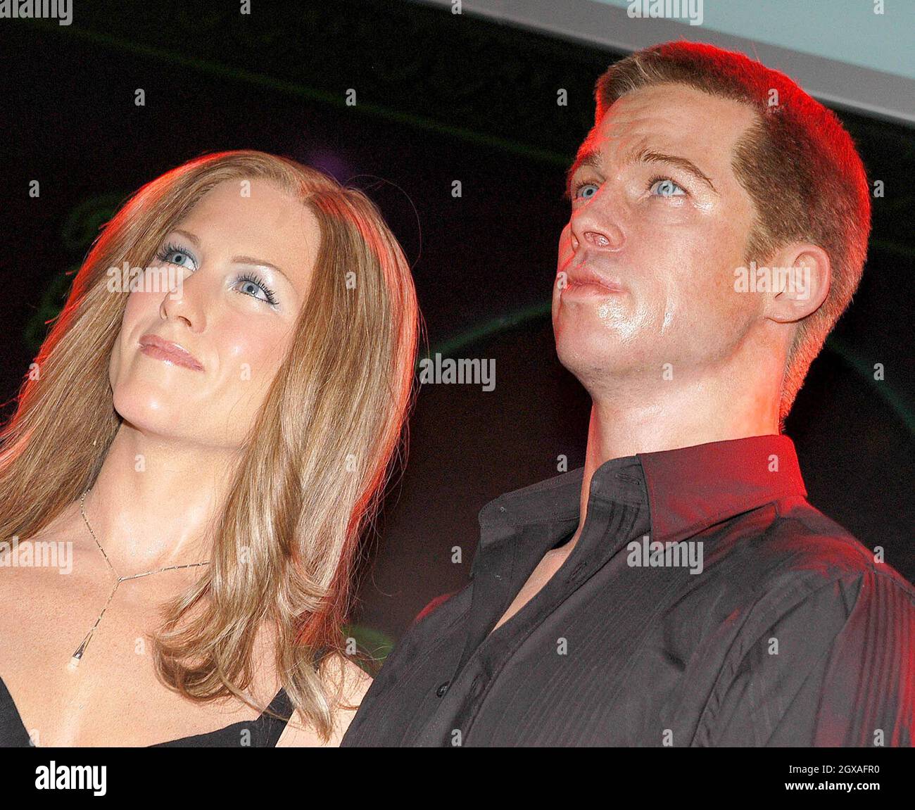 Waxwork figures of Jennifer Aniston and husband Brad Pitt are unveiled at  Madame Tussauds, London Stock Photo - Alamy