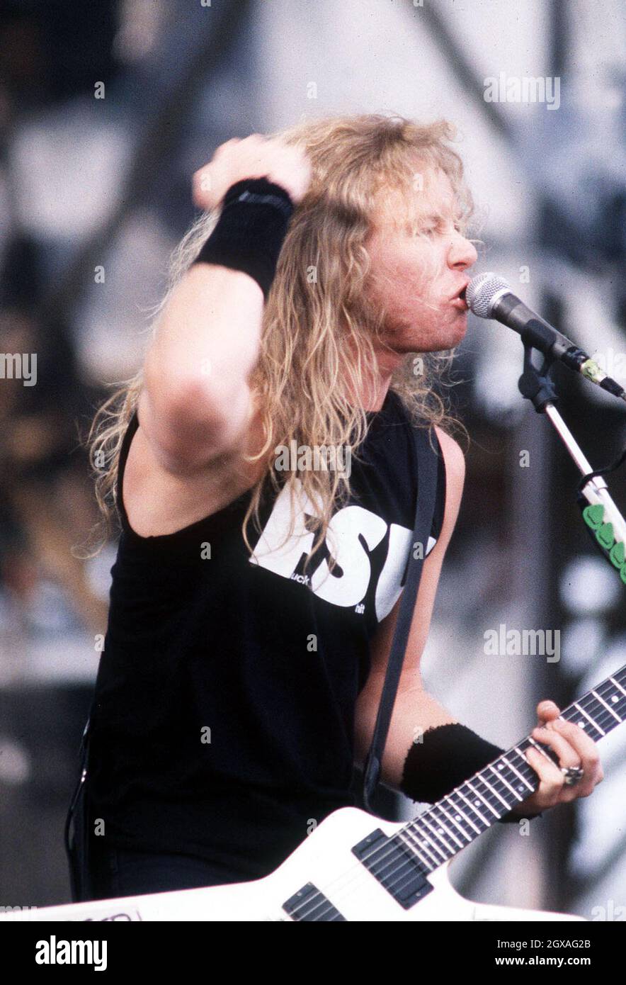 James Hetfield from Metallica performing live in concert Stock Photo