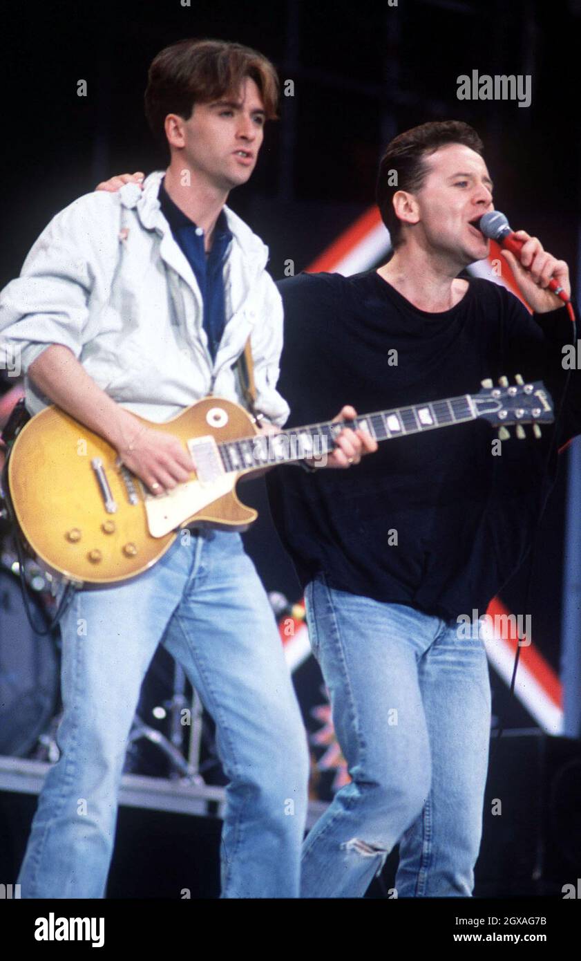 Jim Kerr of the band Simple Minds performing on stage at the Nelson