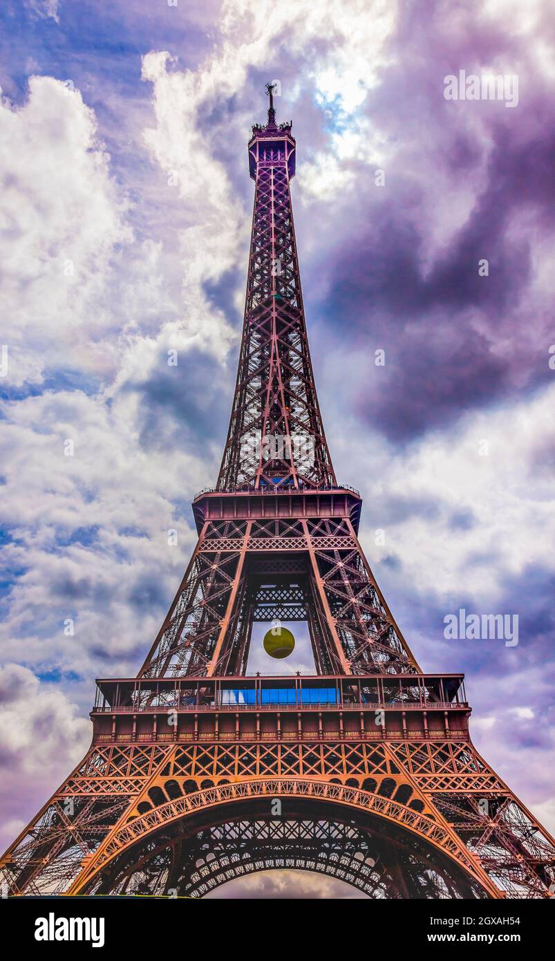 Eiffel Tower Paris France Built in 1889. Most visited monument in the