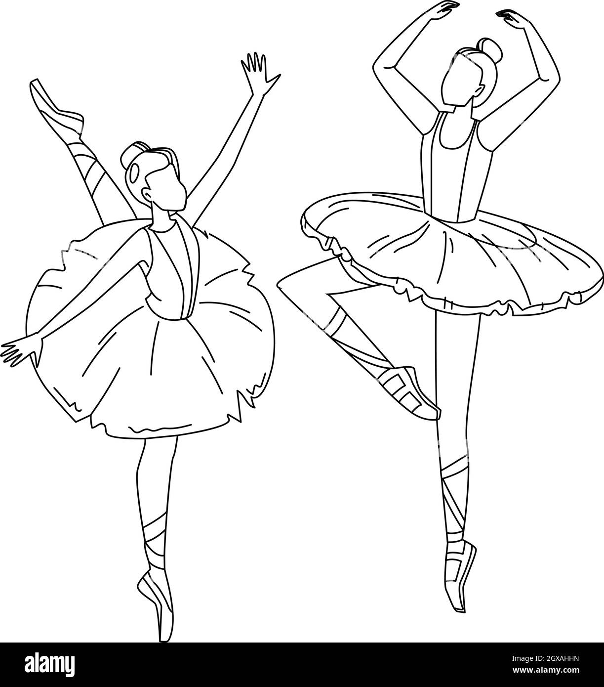 Ballerinas Wearing Tutu Dancing Ballet Vector Illustration Stock Vector