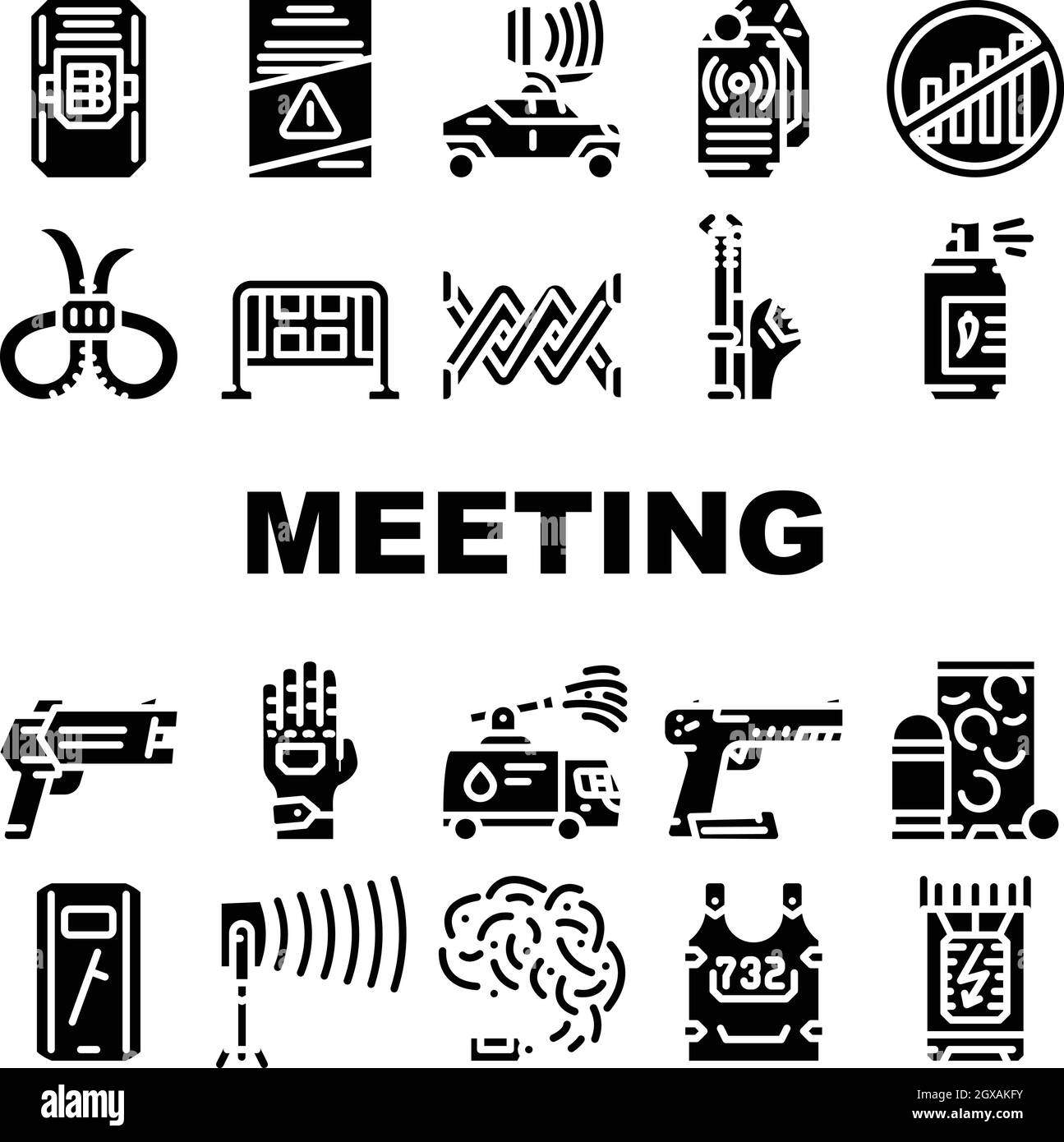 Protests Meeting Event Collection Icons Set Vector Stock Vector Image ...