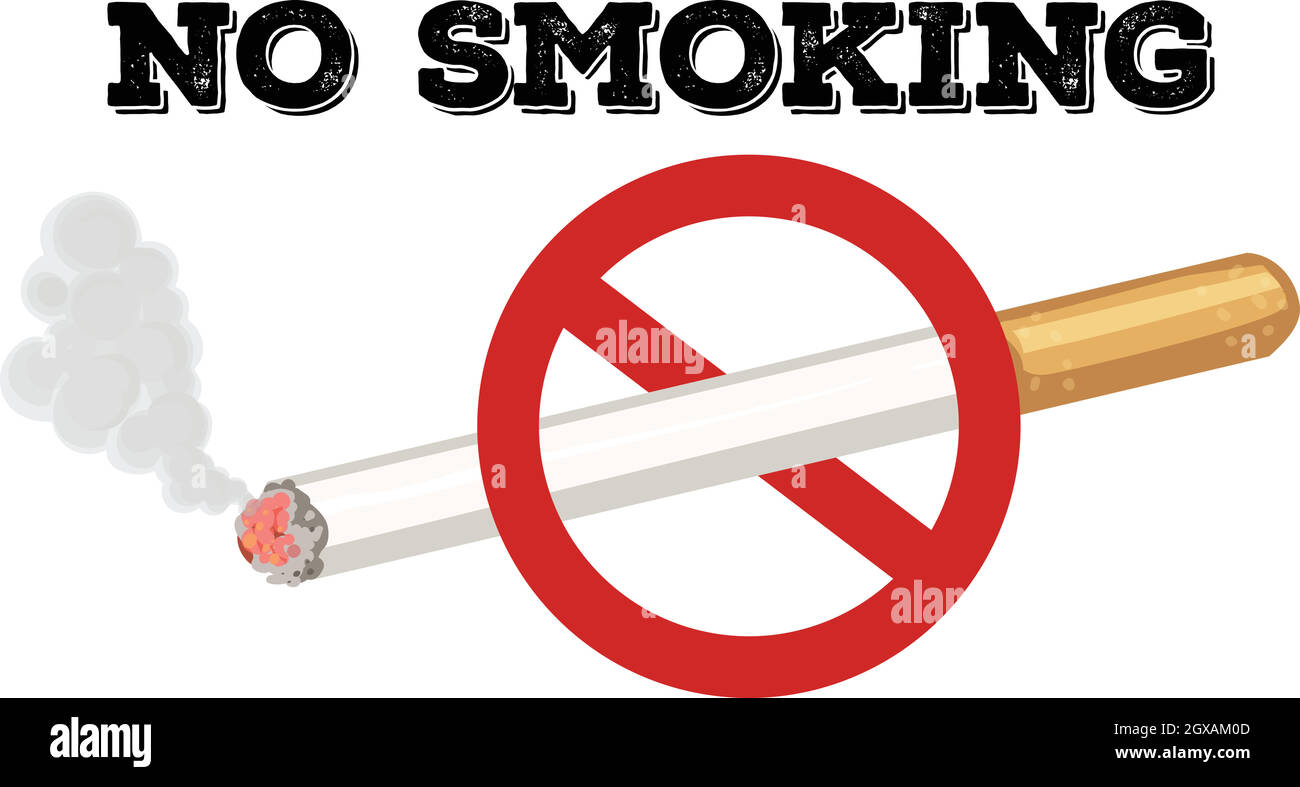 No smoking sign with text and picture Stock Vector