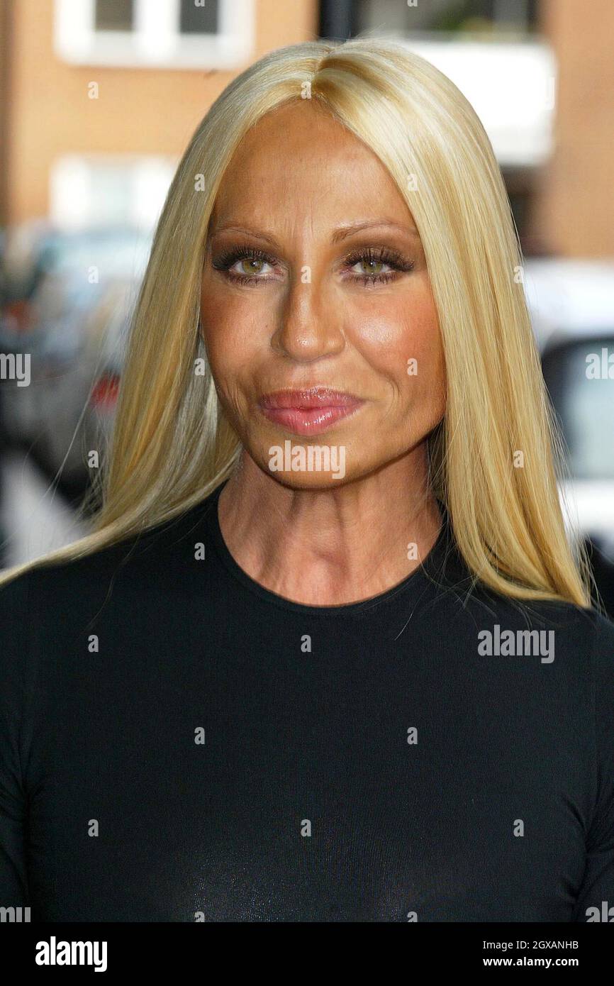 Donatella Versace attending the launch of new fragrance 'Versace Crystal Noir at Harrods, London
