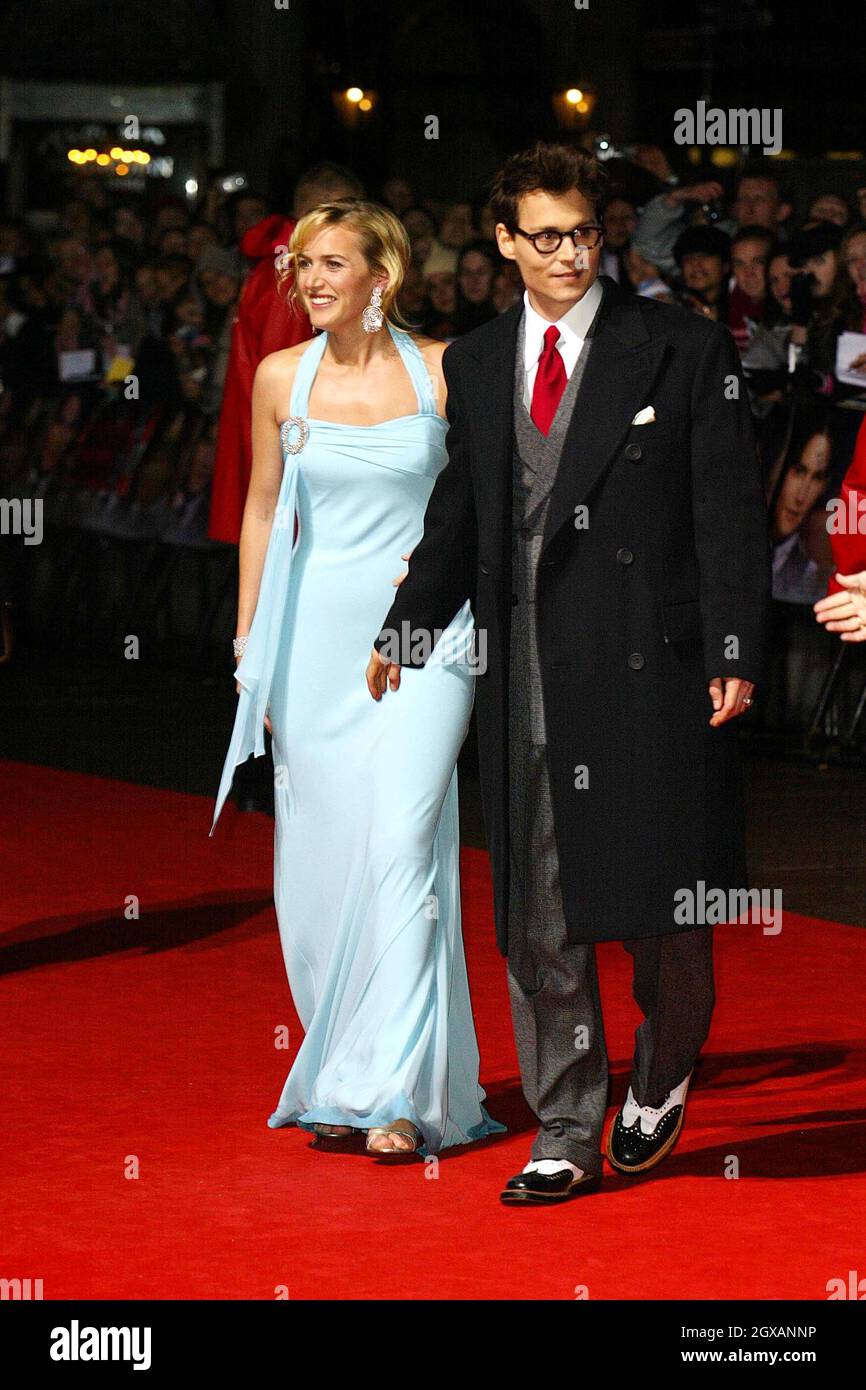 Kate Winslet and Johnny Depp arrives at the world film premiere Neverland at the Odeon Leicester Square Stock Photo