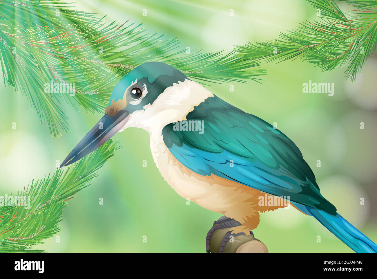 Colourful Bird in Nature Background Stock Vector