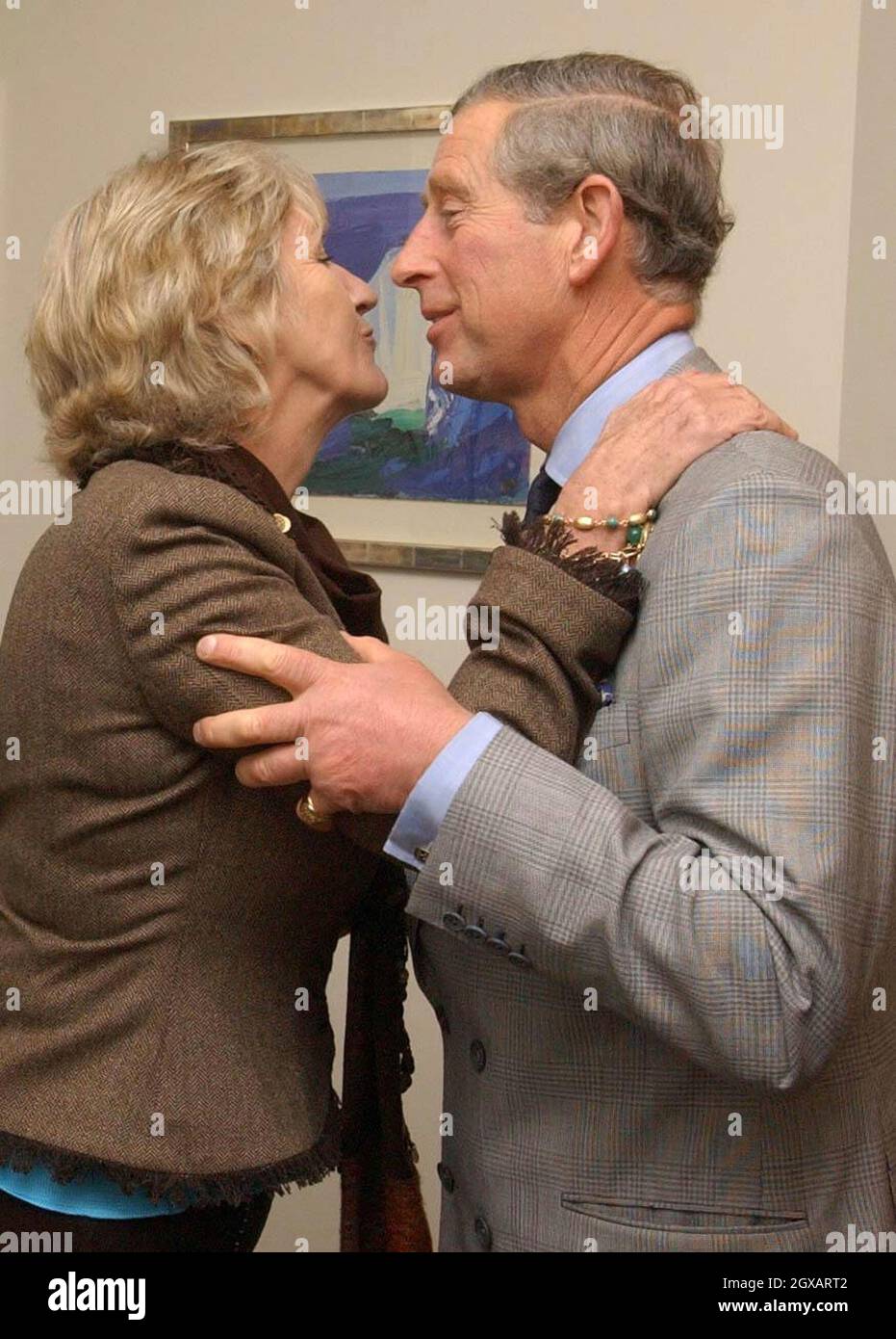 Prince Charles greets Annabel Elliot, the sister of Mrs Camilla Parker-Bowles, at the Integrated Health Care centre in Poundbury, in Dorchester, Dorset, on Monday 8th November 2004.The Prince of Wales opened the clinic which offers both homeopathic remideies, along side more conventional methods of health care Stock Photo