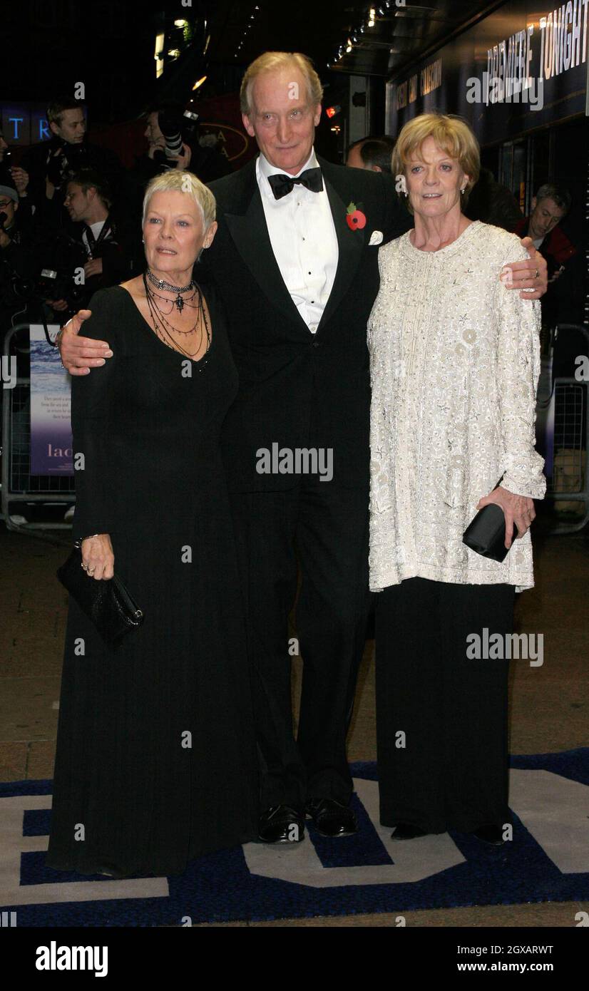 Dame Judi Dench, Dame Maggie Smith with director Charles Dance at the Royal premiere of the movie Ladies in Lavender. The event  took place at the Odeon Leicester Square in London in aid of the Cinema and Television Benevolent Fund. Stock Photo