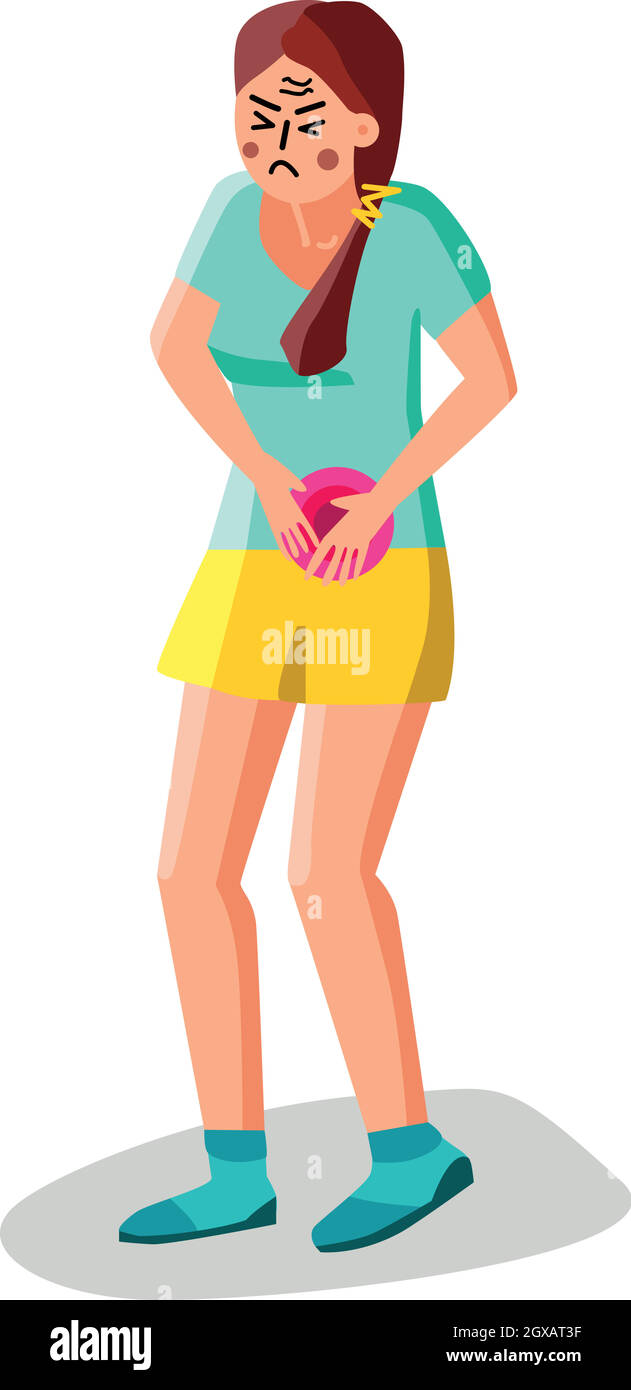 Girl Suffering Bladder Pain Urology Disease Vector Stock Vector Image