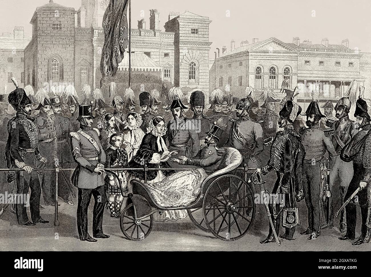 Queen Victoria distributing Crimean War medals, Crimean War Stock Photo ...