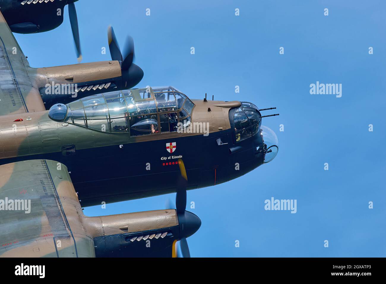The Avro Lancaster displays. Stock Photo