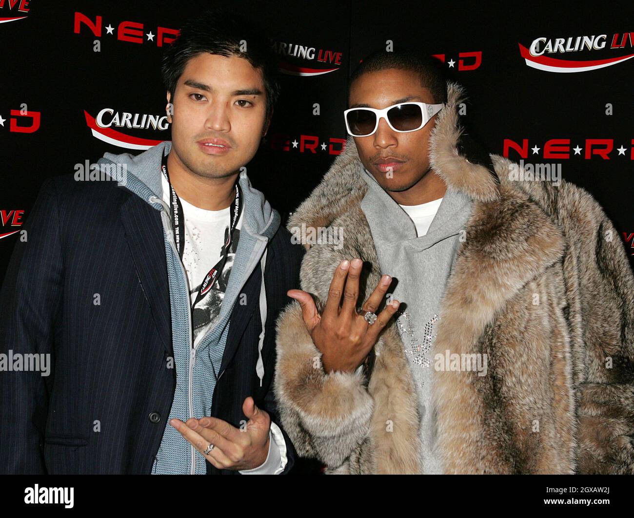 Chad Hugo and Pharrell Williams attend the aftershow party following the final gig this year by N*E*R*D, at Sketch in London.  Stock Photo