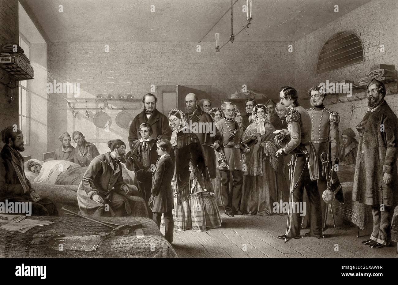 Queen Victoria and Prince Albert visiting wounded soldiers, Brompton Hospital, Chatham, Crimean War Stock Photo