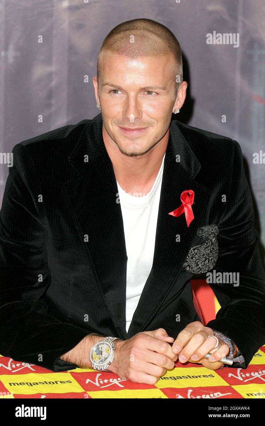 Really Bend it like Beckham DVD signing session with David Beckham at Virgin Megastore, London. Stock Photo