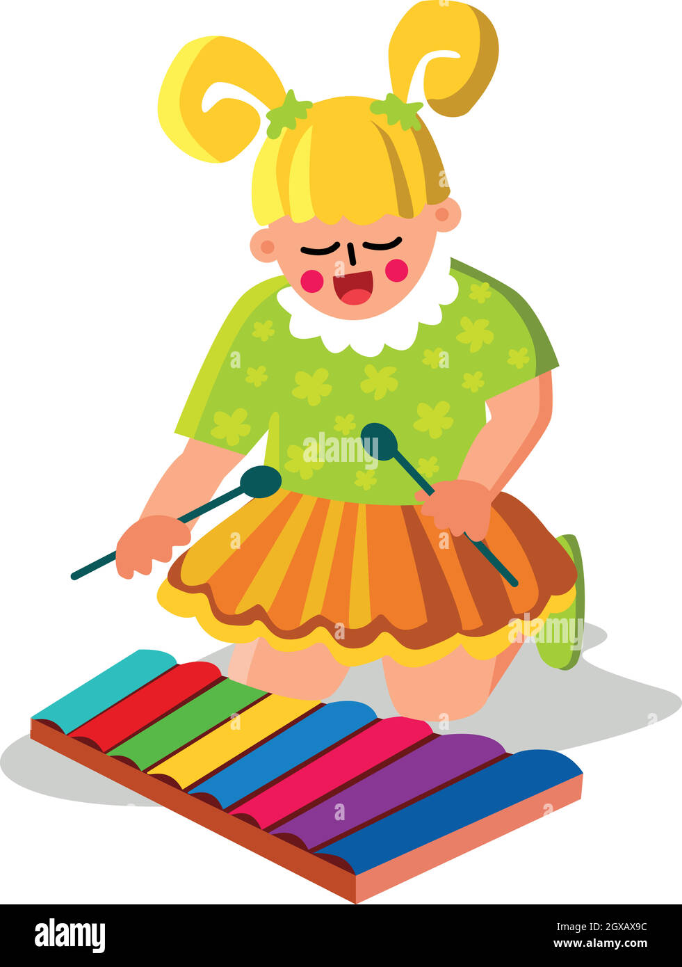 Illustration kid playing xylophone Stock Vector Images Alamy