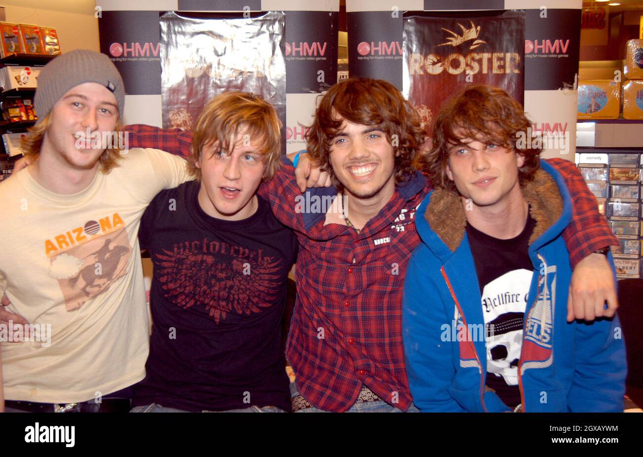Pop rockers Rooster at an instore signing and live performance at HMV ...