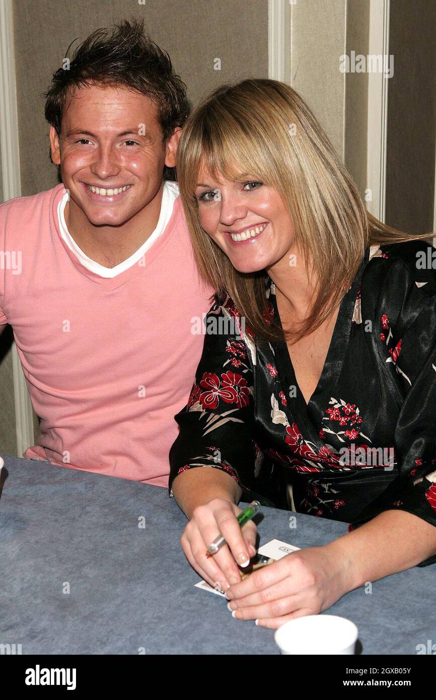 Sally Lindsay and Joe Swash came to the Mad Hatter's Tea Party at the Grosvenor House for the 'London Taxi Drivers Fund For Underprivileged Children'. A huge kids party full of candies and costumed grownups. Stock Photo